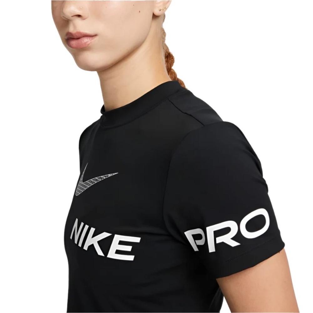 Nike Women's Pro Dri-FIT Short-Sleeve Cropped Graphic Top - Picture 7 of 7